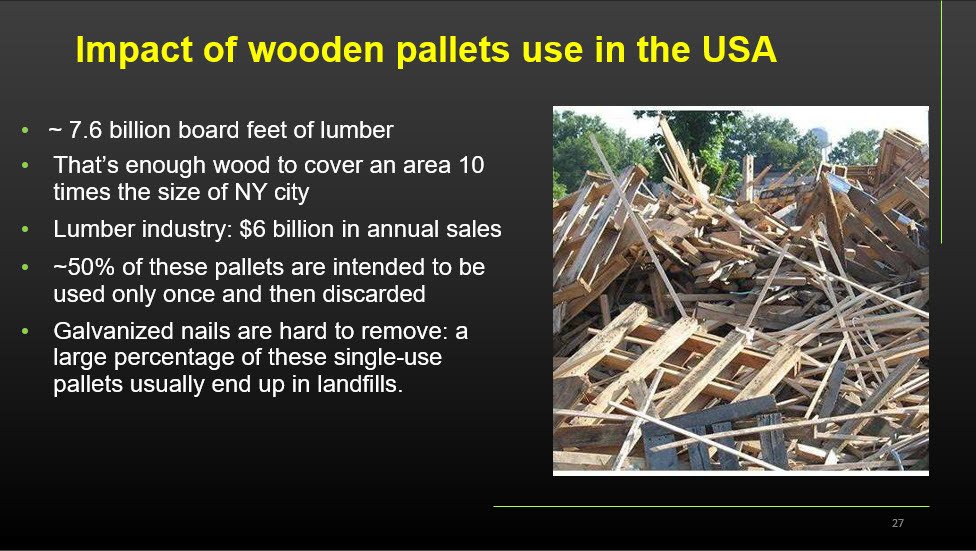 Discarded wooden pallets in a landfill pile